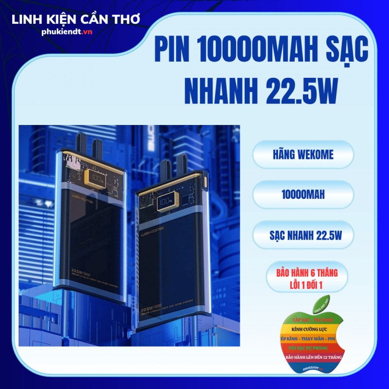 Pin sạc dự phòng sạc nhanh 10000mah Wekome
